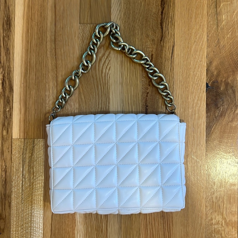 Zara White Purse with Gold Chain